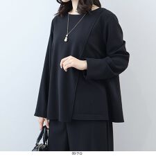 フルールbyミントブリーズ(fleur by mint breeze)の【大きいサイズ】【セットアップ・ウォッシャブル】コンパクトカルゼアシメ切替えブラウス