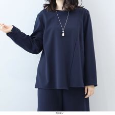 フルールbyミントブリーズ(fleur by mint breeze)の【大きいサイズ】【セットアップ・ウォッシャブル】コンパクトカルゼアシメ切替えブラウス