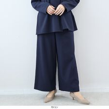 【大きいサイズ】【セットアップ・ウォッシャブル】コンパクトカルゼワイドパンツ