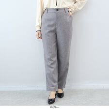 【大きいサイズ】【セットアップ・多機能】ウール調シャークストレートパンツ