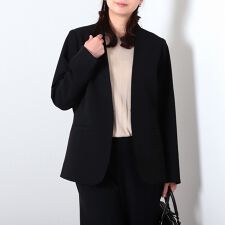 【大きいサイズ】コンパクトツイルストレッチノーカラージャケット