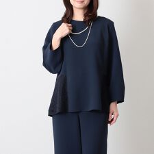 【大きいサイズ】【セットアップ】エアリーダブルクロスレース切替えブラウス