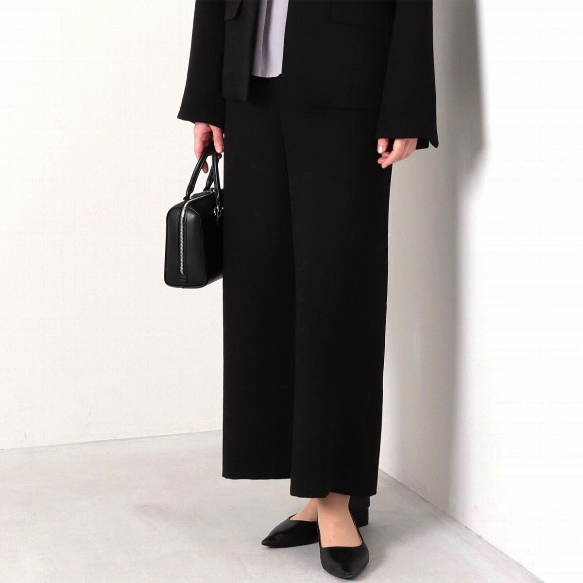 【大きいサイズ】【セットアップ】エアリーダブルクロスワイドパンツ