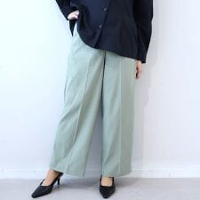 【大きいサイズ】ストレッチツイルセンタープレスワイドパンツ