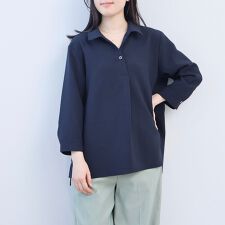 【大きいサイズ】【セットアップ】リネンライクオックススキッパーシャツ