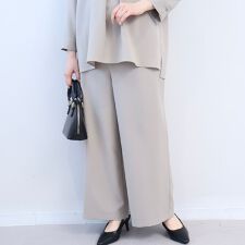 【大きいサイズ】【セットアップ】リネンライクオックスワイドパンツ
