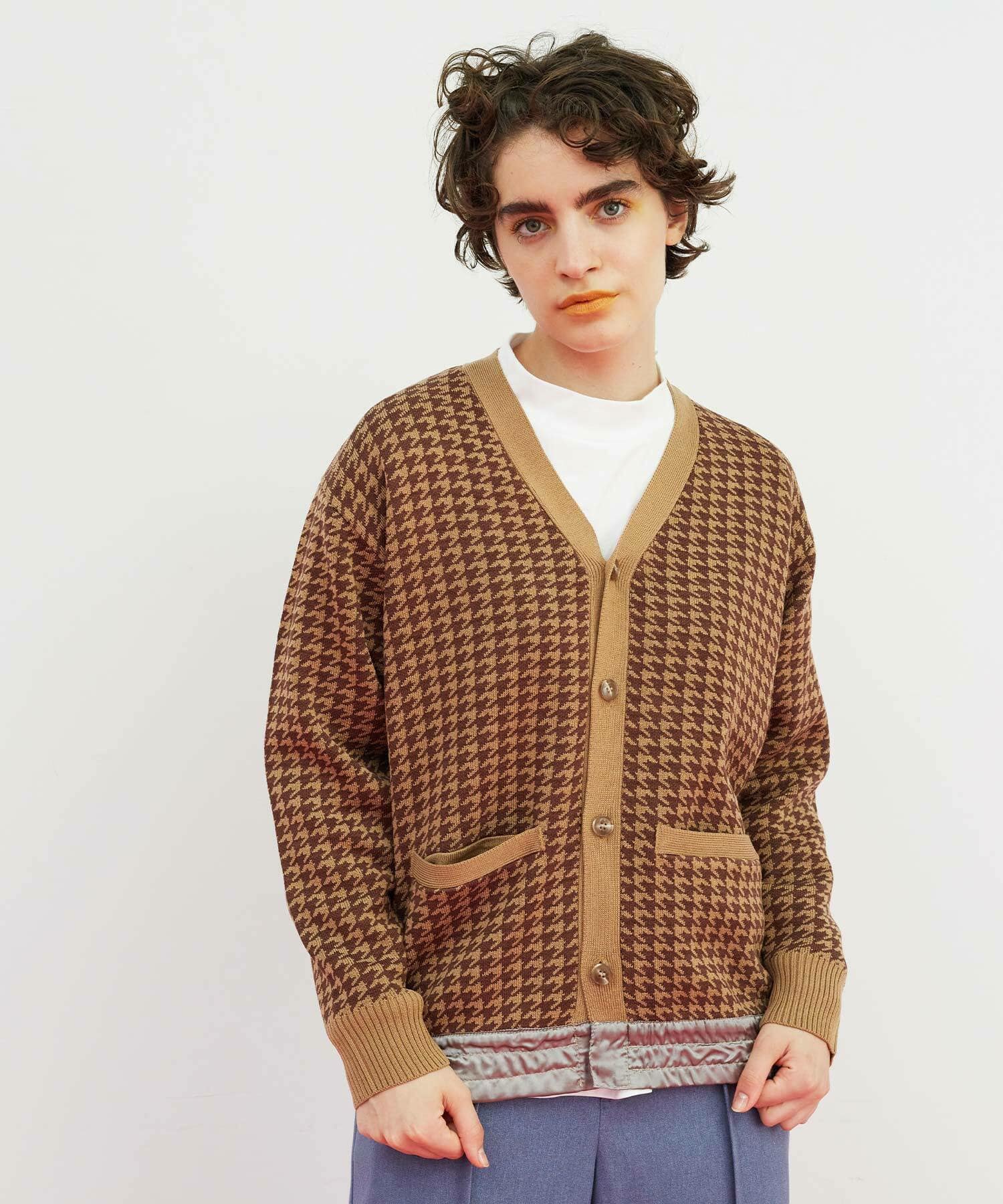 FRAPBOIS セットアップ ノーカラー 異素材 切り替え ボタン ニット L FRAPBOIS セットアップ ノーカラー 異素材 切り替え ボタン ニット L