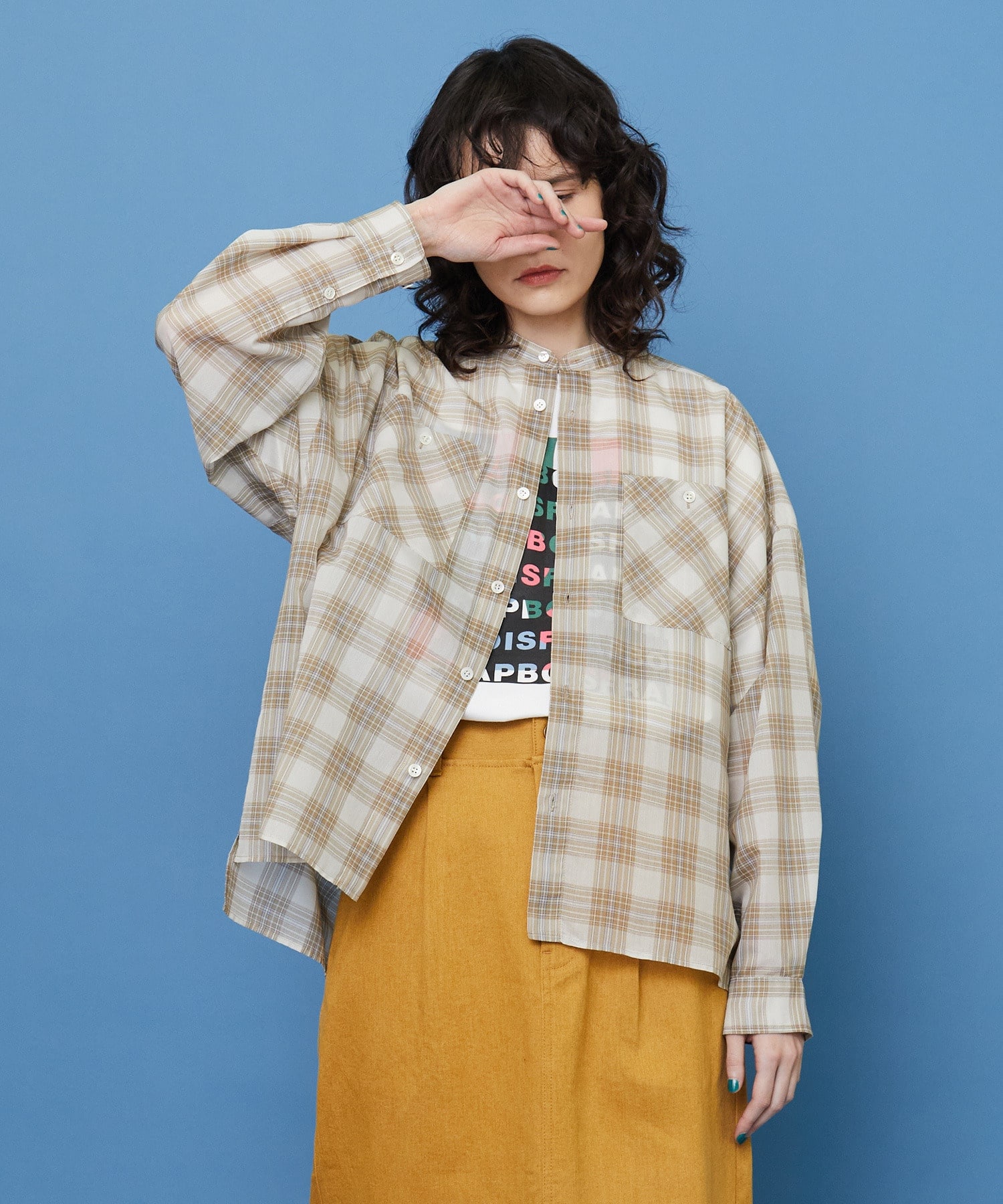 フラボア（FRAPBOIS）/シアー　チェック　 ワイドシルエット　シャツ シアー チェック ワイドシルエット シャツ | フラボア(FRAPBOIS