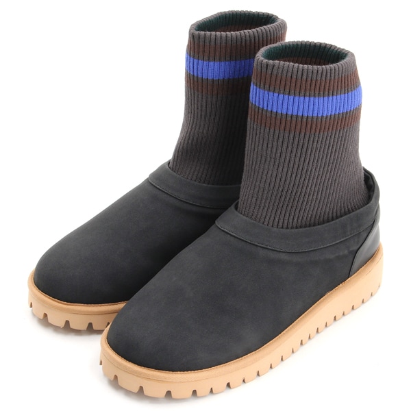 ボアフリース ショートブーツ リブソックス スリッポン | フラボア
