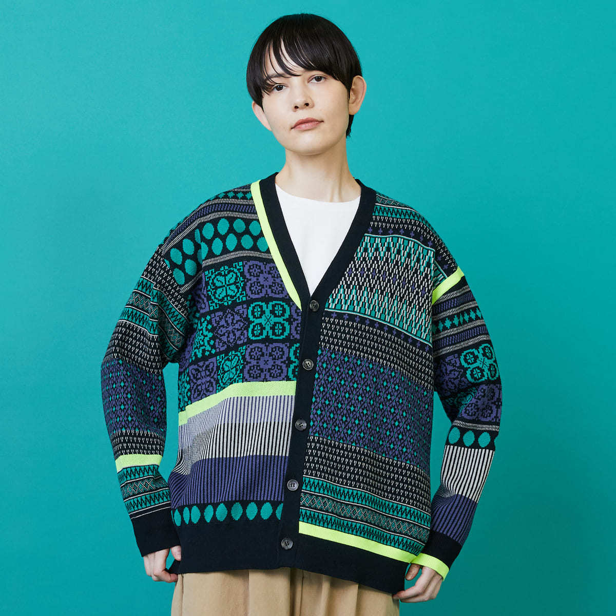 COZUEANZAI*IENA ランダムボタンカーディガン　ボーダー COZUEANZAI＊iena＊ランダムボタンカーディガン＊ニット
