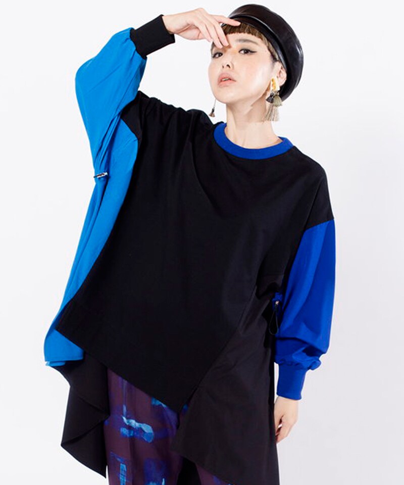 OSMOSIS｜カラーブロックギャザースリーブプルオーバー
