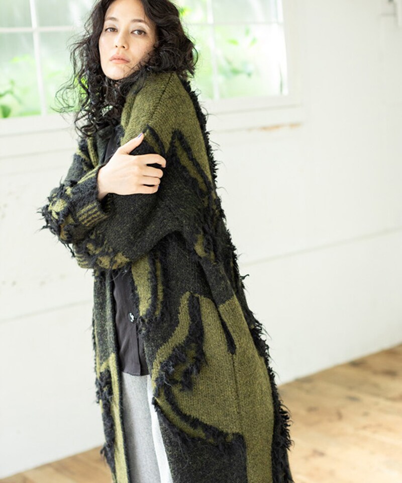 ジャガードニットロングカーディガン | オズモーシス(OSMOSIS