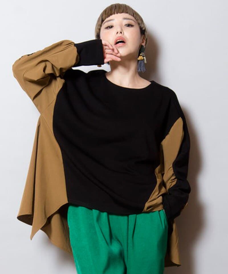 切替ギャザースリーブプルオーバー