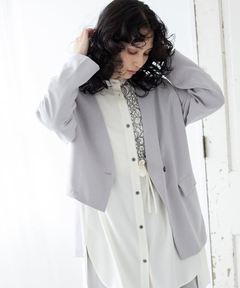 SHIPS any:〈UVカット〉ノーカラー フロント ジップ ジャケット