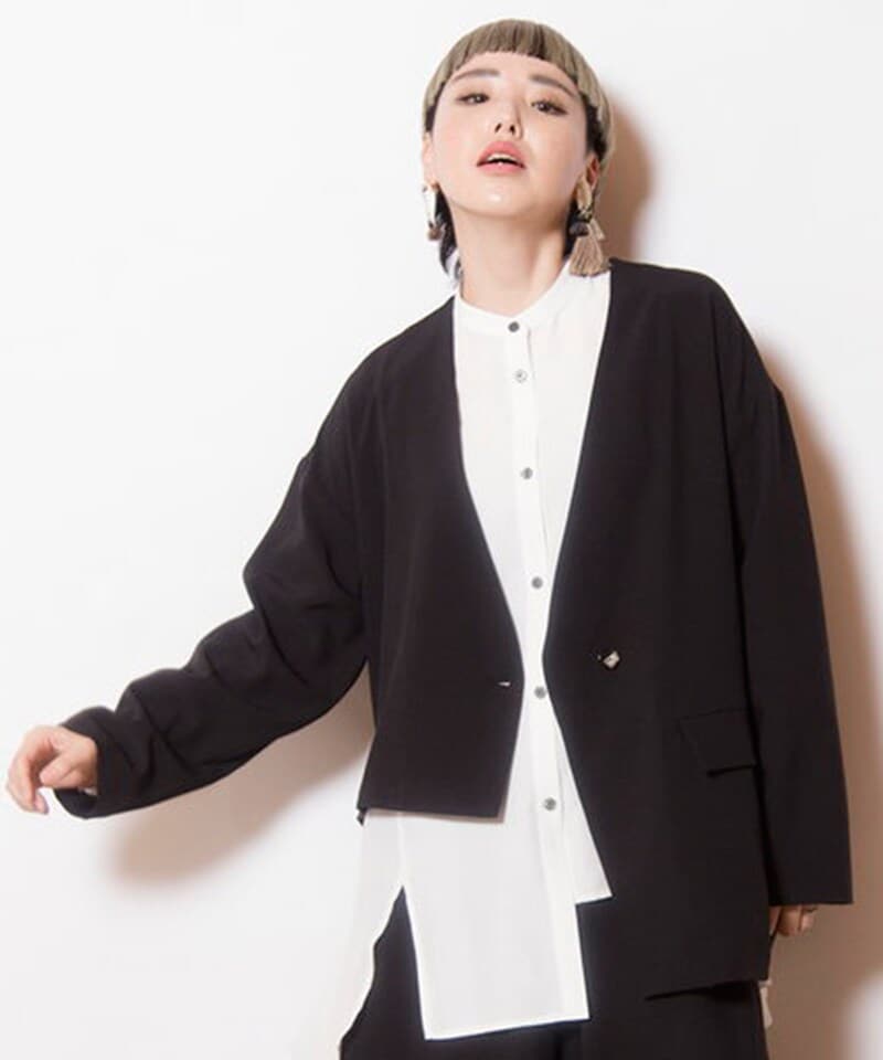 SHIPS any:〈UVカット〉ノーカラー フロント ジップ ジャケット