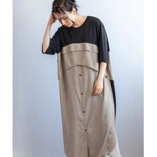 シャツ切替ワンピース
