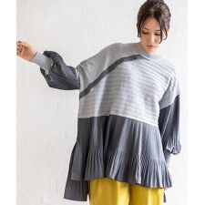 プリーツ切替ニットプルオーバー