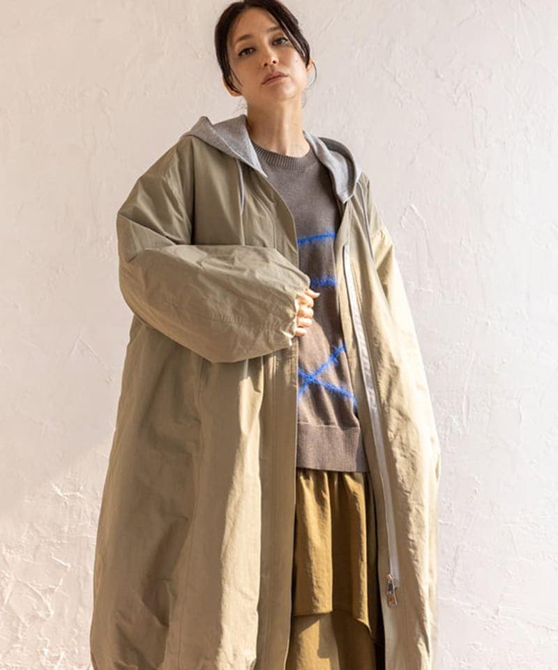 【美品✨】OSMOSIS オズモーシス サイドプリーツ 切替 コート フリー kj6285-01_1.jpg