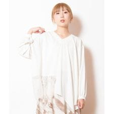 アシンメトリーレース切替ブラウス