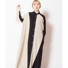 バイカラーギャザースリーブワンピース