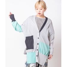 カラーブロックニットカーディガン