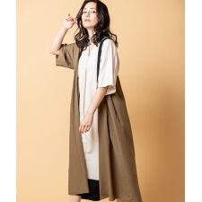 バイカラータックワンピース