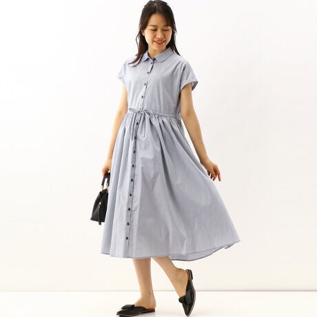美品【ストライプ×ロゴ／オーバーサイズ】アニエスベー／シャツ 