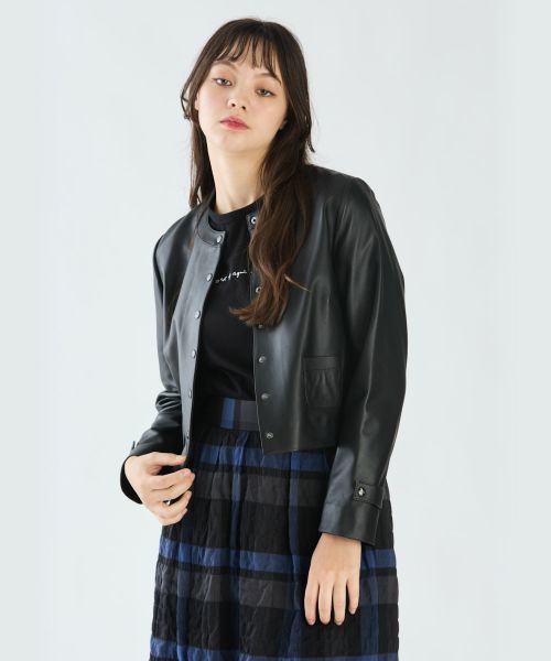 Agnès b. アニエスベー レディースレザージャケット 羊　ラムレザー Agnès b. アニエスベー レディースレザージャケット 羊 ラムレザー