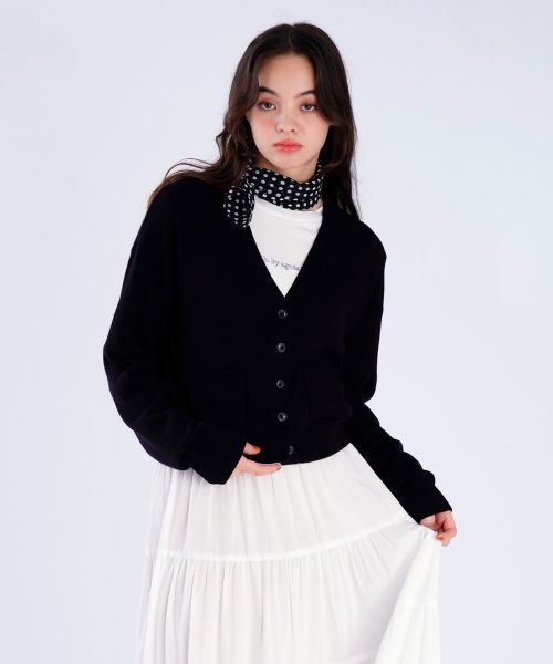 agnes b. PARIS　アニエスベー　カーディガン　薄手　ブラック M001 CARDIGAN LE PETIT カーディガンプレッション ｜agnès b