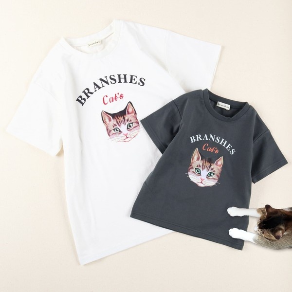 Cat's ISSUE】ネコプリント半袖Tシャツ（おとな） | ブランシェス 