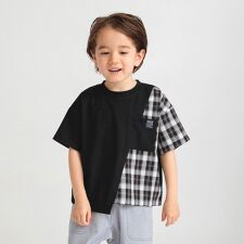 異素材切り替え半袖Tシャツ