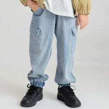 【デニム】やわらかカーゴパンツ