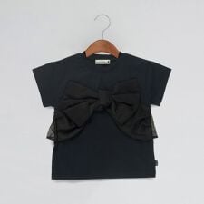 【b.+A】金子綾/リボンドッキング半袖Tシャツ