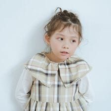 【おそろい】チェック襟付き長袖Tシャツ