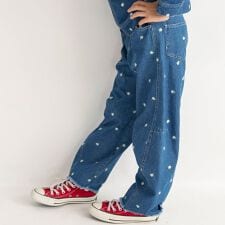 【Ou? by EDWIN】フラワー刺しゅうデニムカーブパンツ