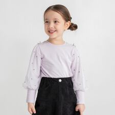 袖チュール長袖Tシャツ