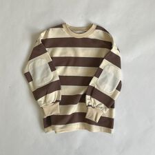 オーバーサイズ エルボーパッチ 薄手ボーダートレーナー