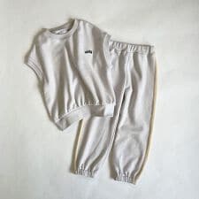 胸刺しゅうワッペン スウェットベストセットアップ