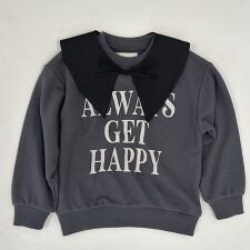 襟つき 両面プリント ビッグシルエットトレーナー