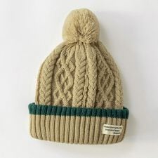 【あったか】配色ケーブル柄ニット帽