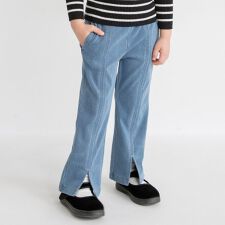 【あったか】スリット入りフレア裏起毛デニムパンツ