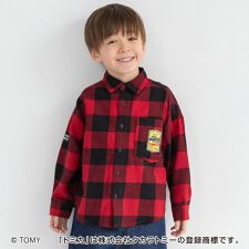 【コラボ】TOMICA/トミカ×branshes    先染めチェック柄長袖シャツ