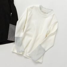 ラメチュール切替長袖Tシャツ