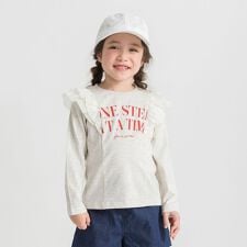 肩フリル長袖Tシャツ