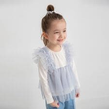 チュールレイヤード風長袖Tシャツ