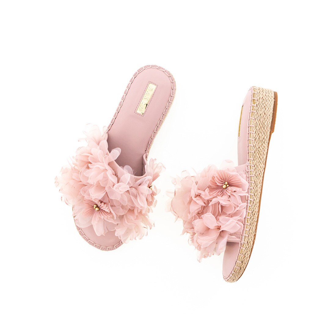 ストレスフリー/シフォンフラワーサンダル ランダ RANDA ストレスフリー/シフォンフラワージュートサンダル