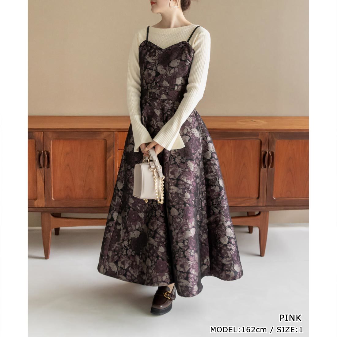 RANDA ジャガードフラワーワンピース RANDA（ランダ）の「ジャガードフラワーワンピース（ワンピース）」 - WEAR