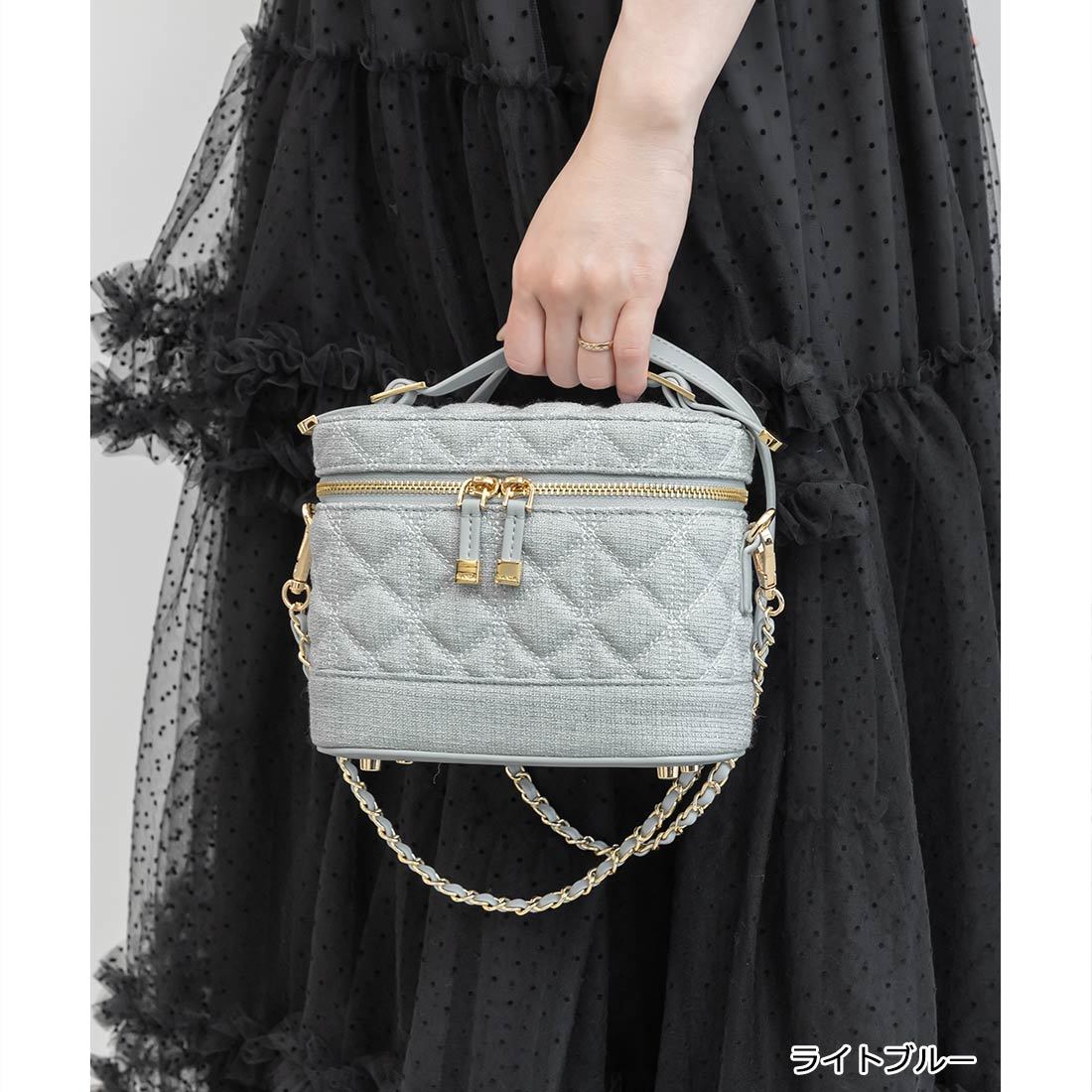 RANDA キルティング2WAYバニティバッグ ライトグレー RANDA｜キルティング2WAYバニティバッグ | Rakuten Fashion(楽天