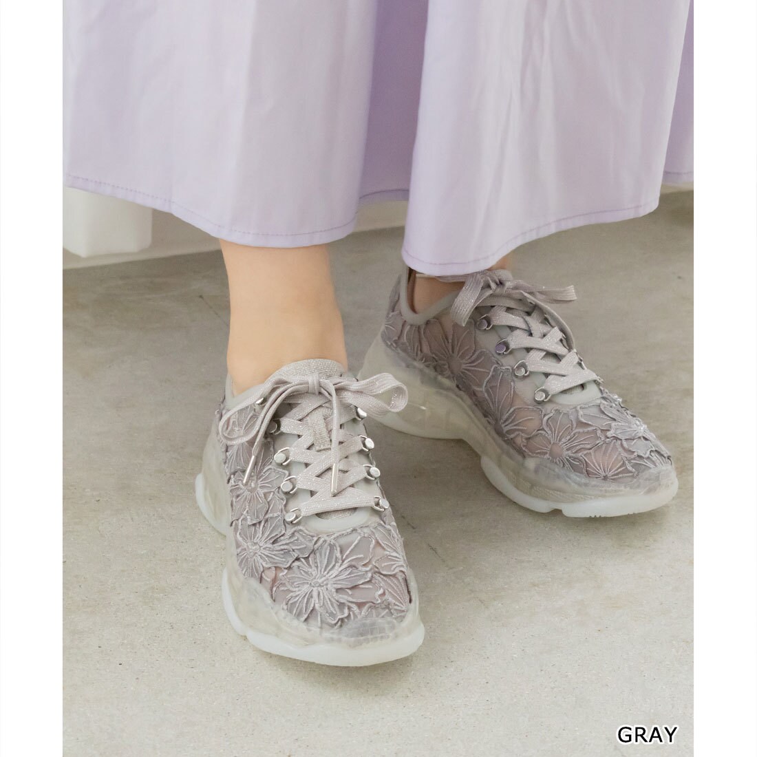 タ*ス様 RANDA/クリアソール/フラワー/花柄/スニーカー/美品❣️ RANDA スニーカー クリアソールフラワースニーカー レディース