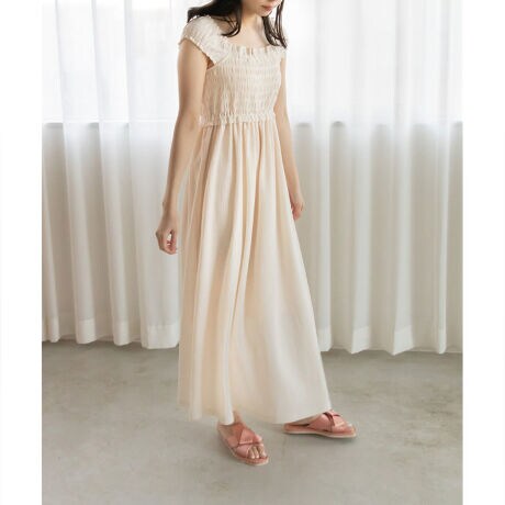 23春夏新作＞【HOME COLLECTION】カップインシャーリングワンピース 
